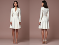 Chic White Mini Short Wedding Dress with a Sculpted Bodice for a Stunning Bridal Look