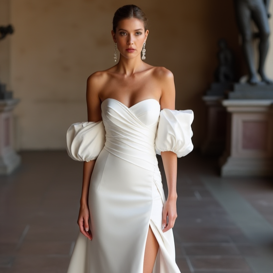 Romantic White Mermaid Wedding Dress with Floral Lace and a Fitted Bodice