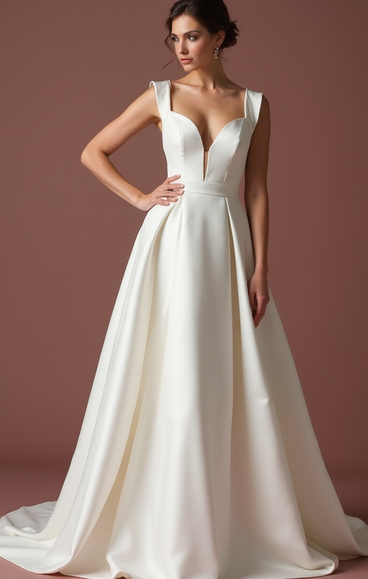 Classic White Princess Wedding Dress with Floral Lace and Elegant Beading
