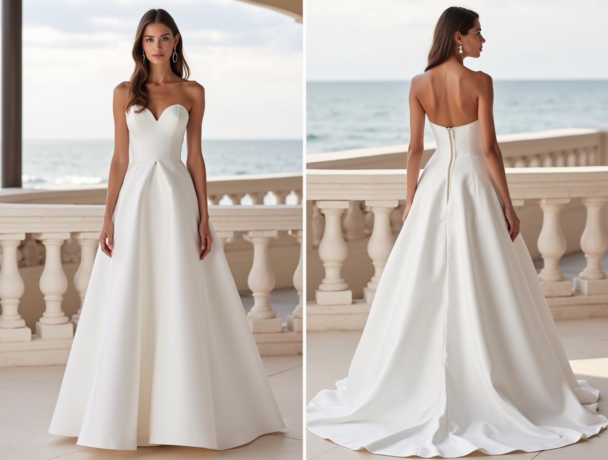 Fairytale White Princess Ball Gown with a Crystal-Encrusted Corset and Flowing Skirt