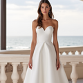 Fairytale White Princess Ball Gown with a Crystal-Encrusted Corset and Flowing Skirt