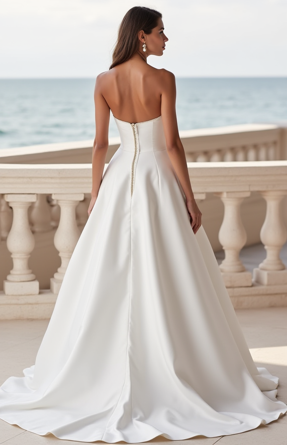 Fairytale White Princess Ball Gown with a Crystal-Encrusted Corset and Flowing Skirt