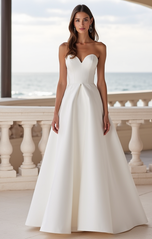 Fairytale White Princess Ball Gown with a Crystal-Encrusted Corset and Flowing Skirt