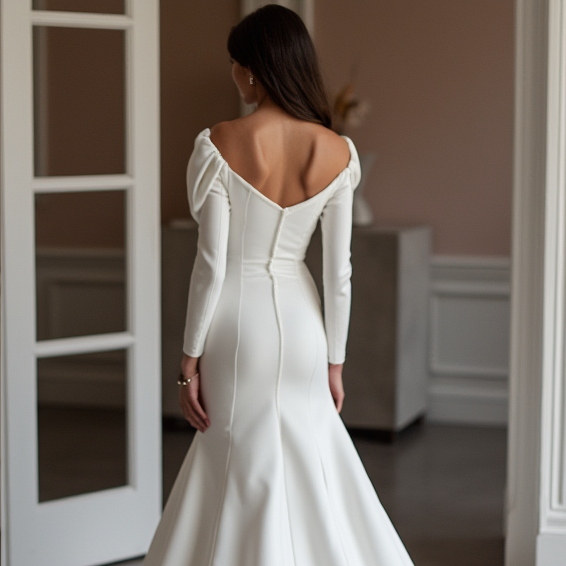 Mermaid White Wedding Gown with a Beaded Waistline for Extra Sparkle