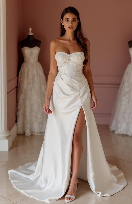 Chic White A-Line Wedding Dress with a High Neckline for a Timeless Bridal Look