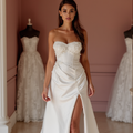 Chic White A-Line Wedding Dress with a High Neckline for a Timeless Bridal Look