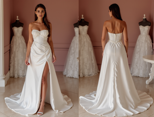 Chic White A-Line Wedding Dress with a High Neckline for a Timeless Bridal Look