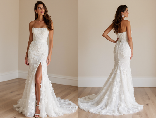 Sexy White Mermaid Wedding Dress with a Low Back for a Bold, Dramatic Look