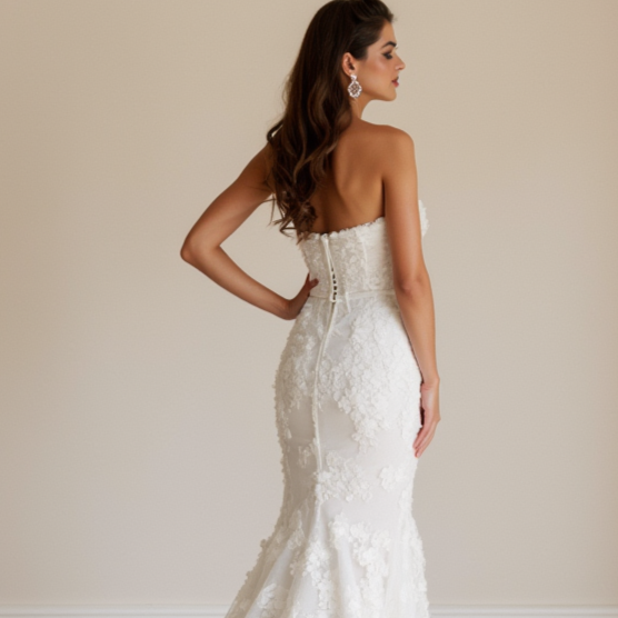 Sexy White Mermaid Wedding Dress with a Low Back for a Bold, Dramatic Look