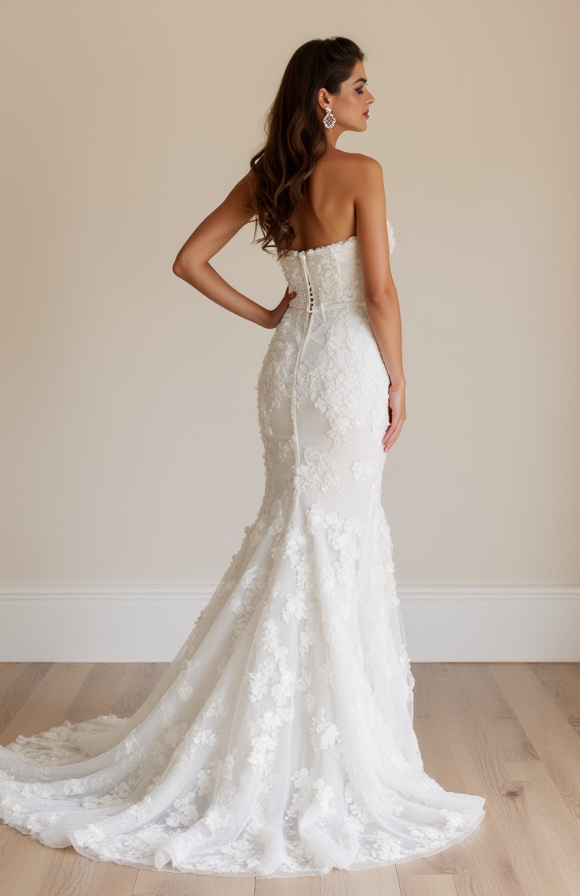 Sexy White Mermaid Wedding Dress with a Low Back for a Bold, Dramatic Look