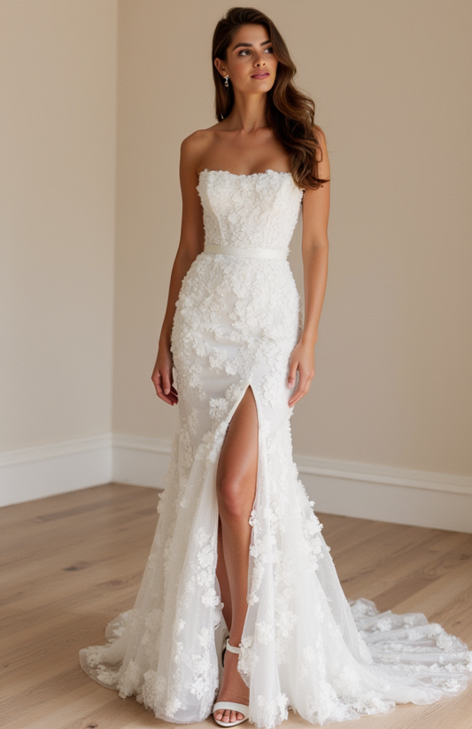 Sexy White Mermaid Wedding Dress with a Low Back for a Bold, Dramatic Look
