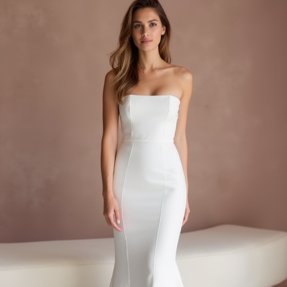 Sexy White Mermaid Wedding Dress with a Lace-Up Back for a Custom Fit