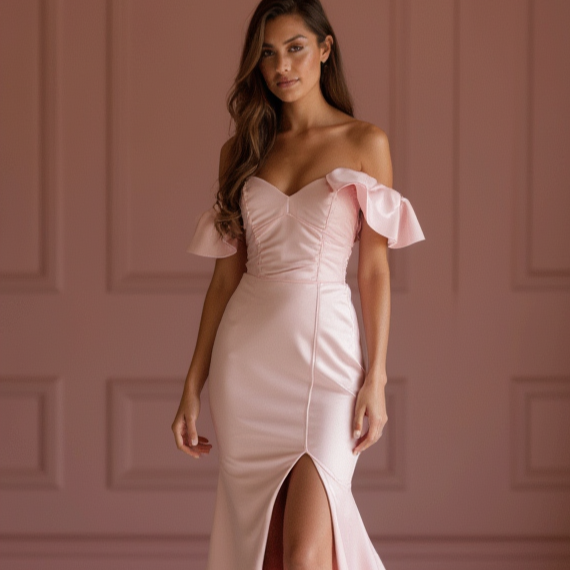 Sexy Pink Evening Dress & Prom Dress with Open-Back Detail for a Flirty Finish