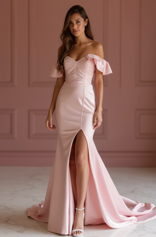 Sexy Pink Evening Dress & Prom Dress with Open-Back Detail for a Flirty Finish