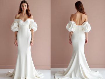 Dramatic White Mermaid Wedding Gown with a Lace Train for a Vintage Touch