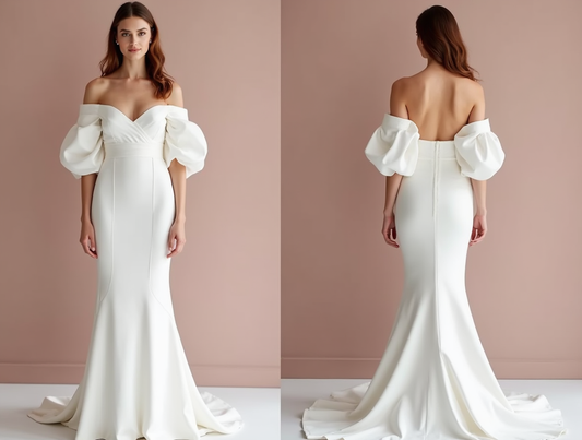 Dramatic White Mermaid Wedding Gown with a Lace Train for a Vintage Touch