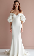 Dramatic White Mermaid Wedding Gown with a Lace Train for a Vintage Touch