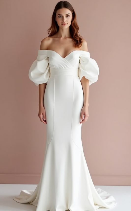 Dramatic White Mermaid Wedding Gown with a Lace Train for a Vintage Touch