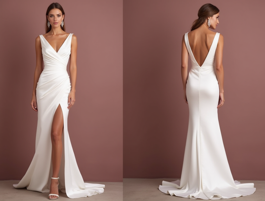 A-Line White Wedding Dress with Button Details for a Vintage-Inspired Look