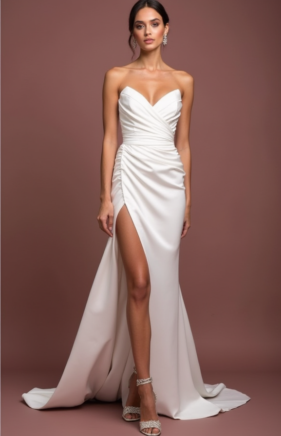 A-Line White Wedding Dress with Button Details for a Vintage-Inspired Look