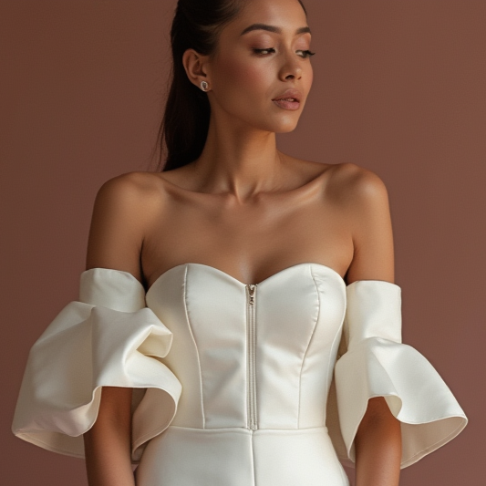 Bohemian White Mini Short Wedding Dress with Flowy Sleeves for a Relaxed and Elegant Look