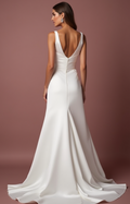 Romantic White A-Line Gown with a Soft Silk Satin Skirt for Luxury