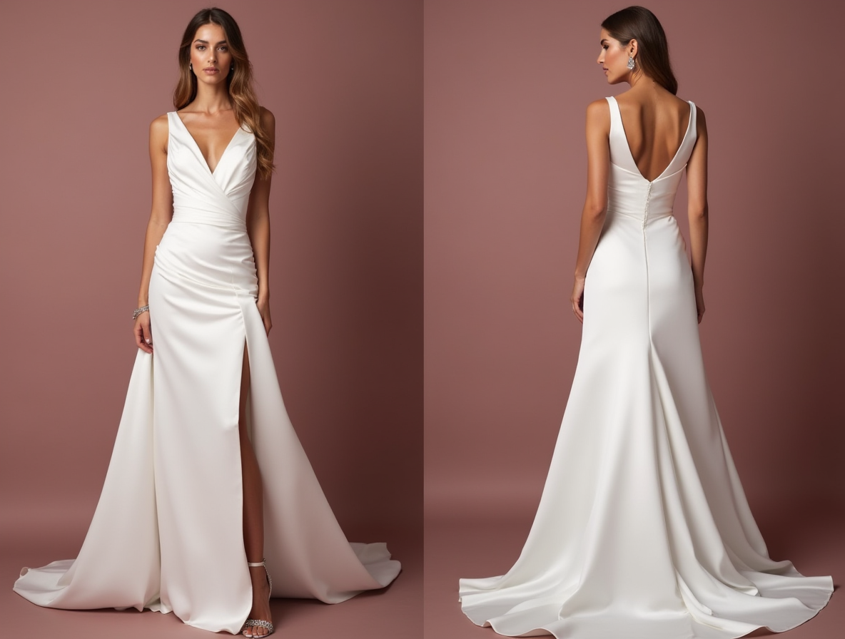 Romantic White A-Line Gown with a Soft Silk Satin Skirt for Luxury