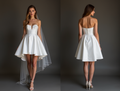 Romantic White Mini Short Wedding Dress with a Floral Lace Overlay for a Soft and Feminine Look