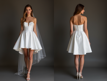 Romantic White Mini Short Wedding Dress with a Floral Lace Overlay for a Soft and Feminine Look