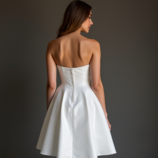Romantic White Mini Short Wedding Dress with a Floral Lace Overlay for a Soft and Feminine Look