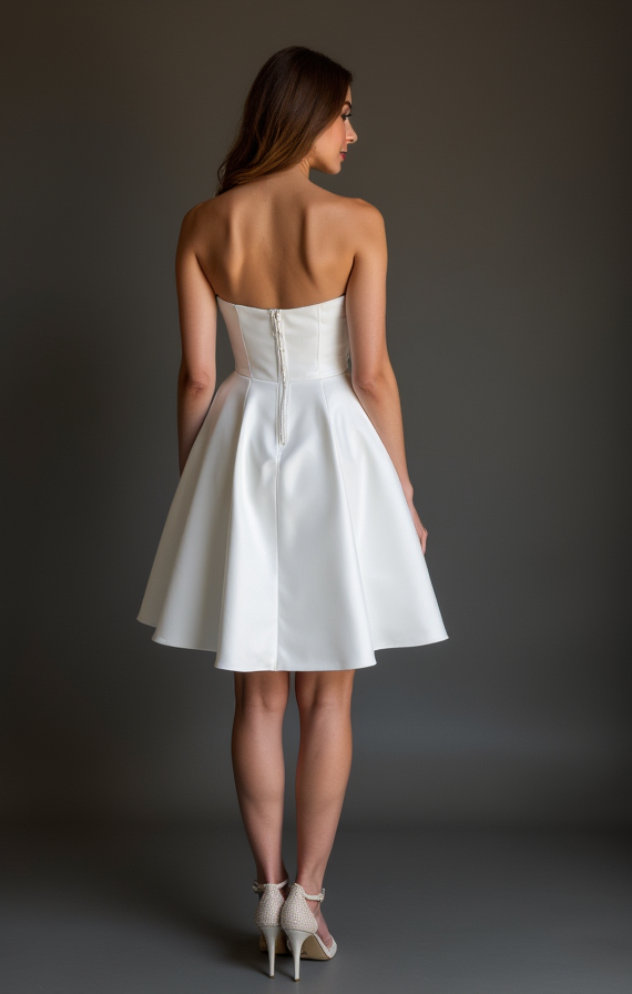 Romantic White Mini Short Wedding Dress with a Floral Lace Overlay for a Soft and Feminine Look