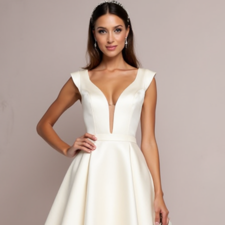 Playful White Mini Short Wedding Dress with a Puff Sleeve for a Fun and Vintage-Inspired Look