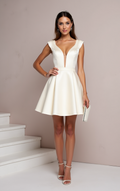 Playful White Mini Short Wedding Dress with a Puff Sleeve for a Fun and Vintage-Inspired Look