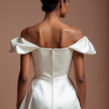 Vintage-Inspired White Mini Short Wedding Dress with a Fitted Waist and Flared Skirt
