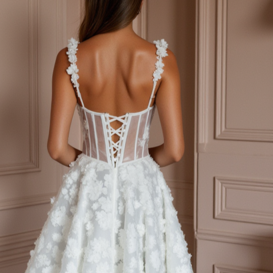 Chic Short Wedding Dress and Mini Dress with a Feathered Skirt for a Unique Touch