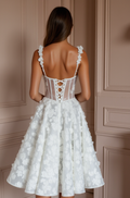 Chic Short Wedding Dress and Mini Dress with a Feathered Skirt for a Unique Touch