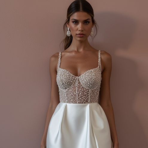 Romantic A-Line Wedding Dress with Long Sleeves for a Winter Wedding