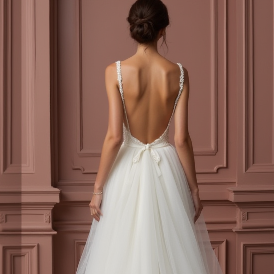 A-Line Bridal Gown with Lace Details for a Romantic Touch