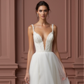 A-Line Bridal Gown with Lace Details for a Romantic Touch