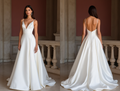 A-Line White Wedding Dress with a Structured Bodice for a Clean Look