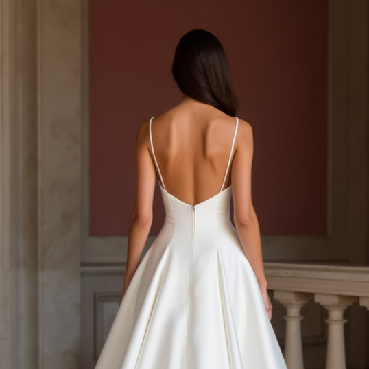 A-Line White Wedding Dress with a Structured Bodice for a Clean Look