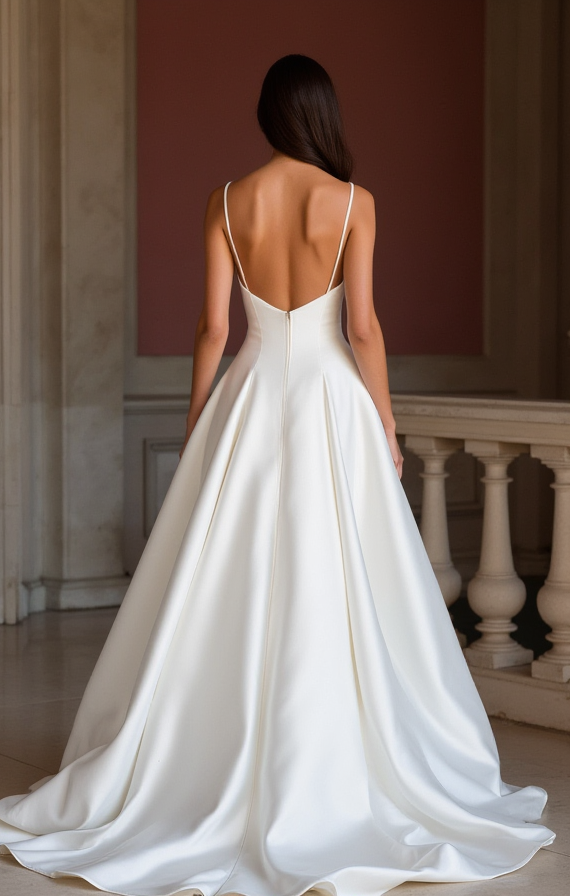 A-Line White Wedding Dress with a Structured Bodice for a Clean Look
