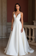 A-Line White Wedding Dress with a Structured Bodice for a Clean Look