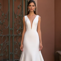 Elegant A-Line Wedding Gown with Subtle Sparkle for a Glam Look