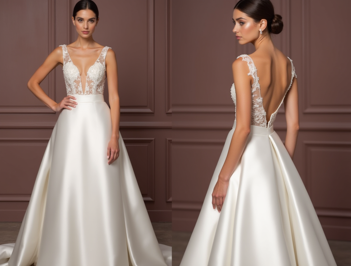 White Royal Princess Wedding Dress with Luxurious Details for a Majestic Look