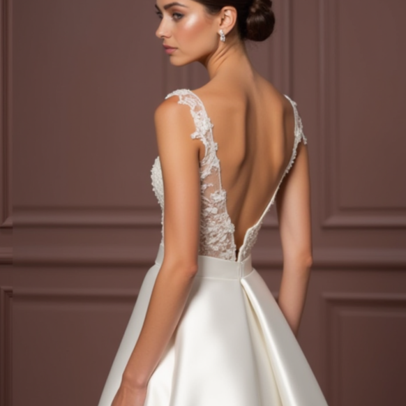 White Royal Princess Wedding Dress with Luxurious Details for a Majestic Look