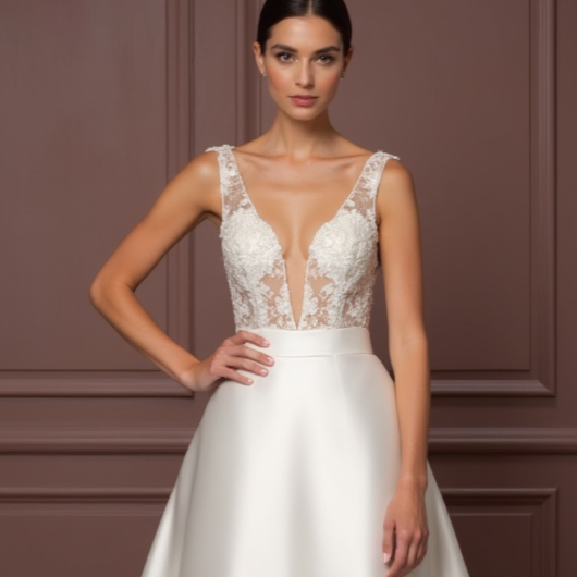 White Royal Princess Wedding Dress with Luxurious Details for a Majestic Look