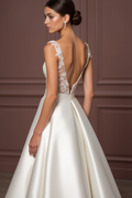 White Royal Princess Wedding Dress with Luxurious Details for a Majestic Look