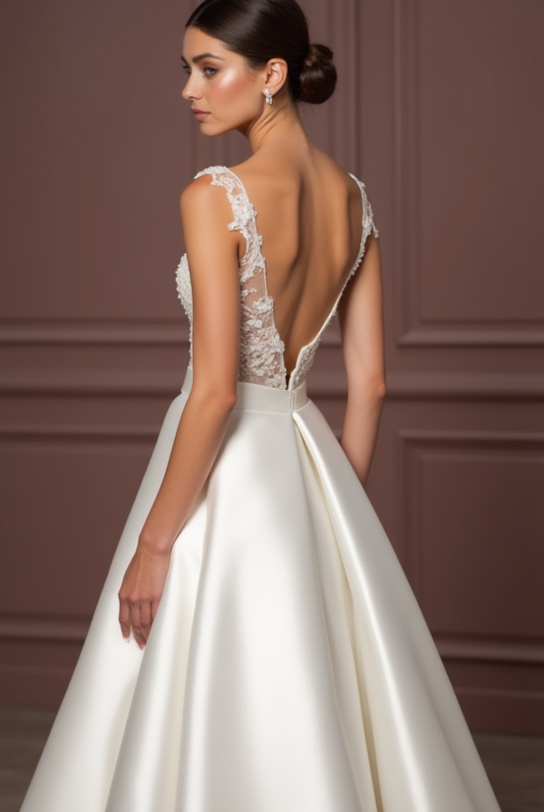 White Royal Princess Wedding Dress with Luxurious Details for a Majestic Look