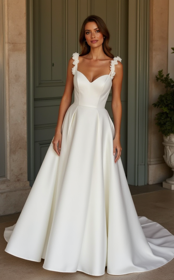 A-Line Wedding Dress with Simple Elegant Silhouette in Classic Fabric